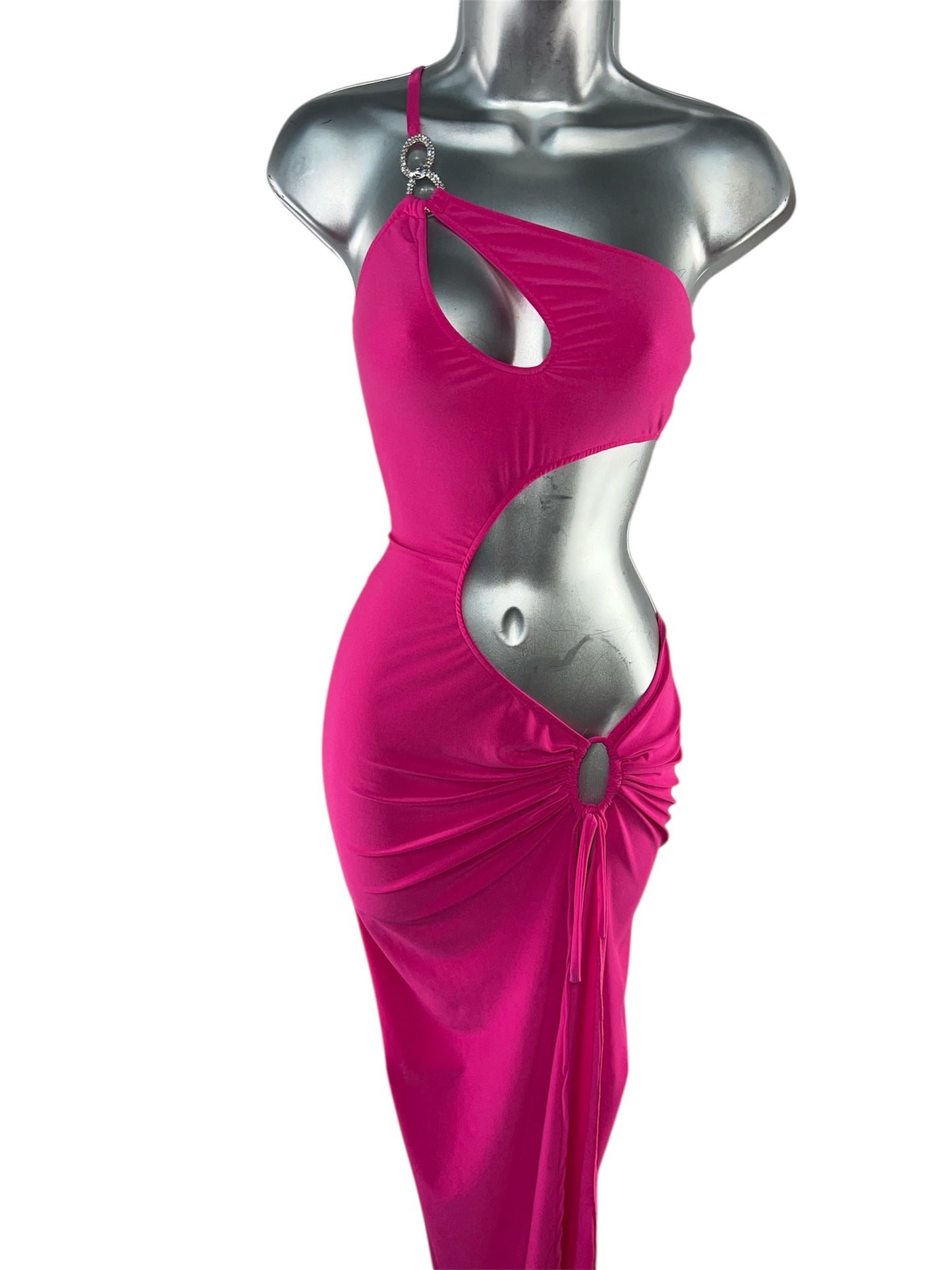 MAGENTA GOWN WITH CUT-OUT