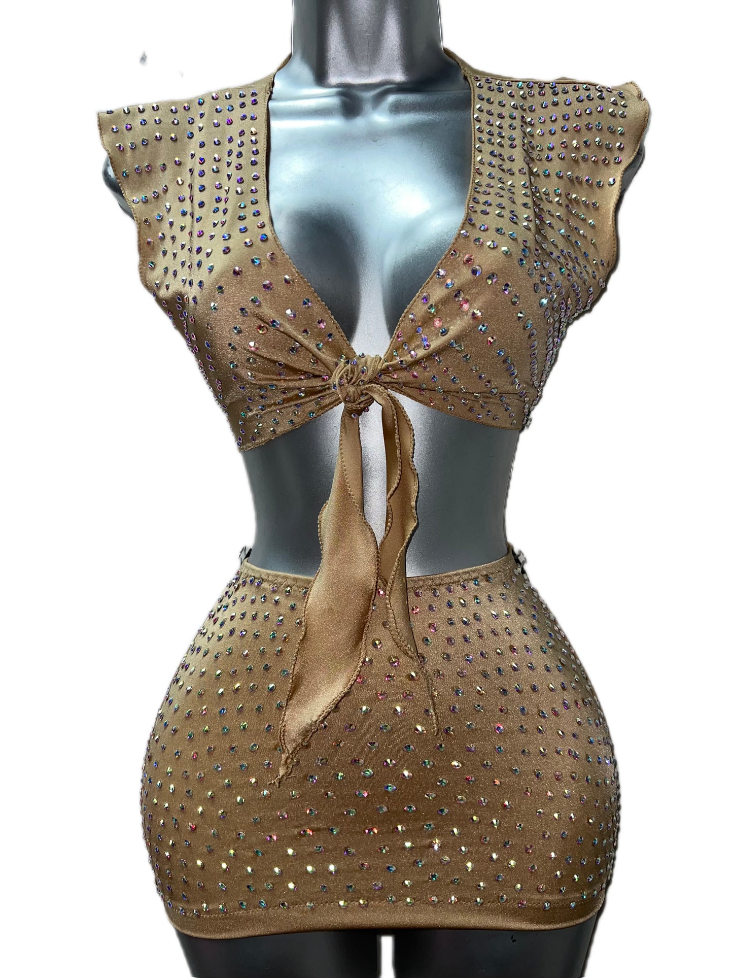 NUDE TWO PIECE SKIRT SET