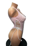 BABY PINK BODYSUIT WITH LACED UP SIDES