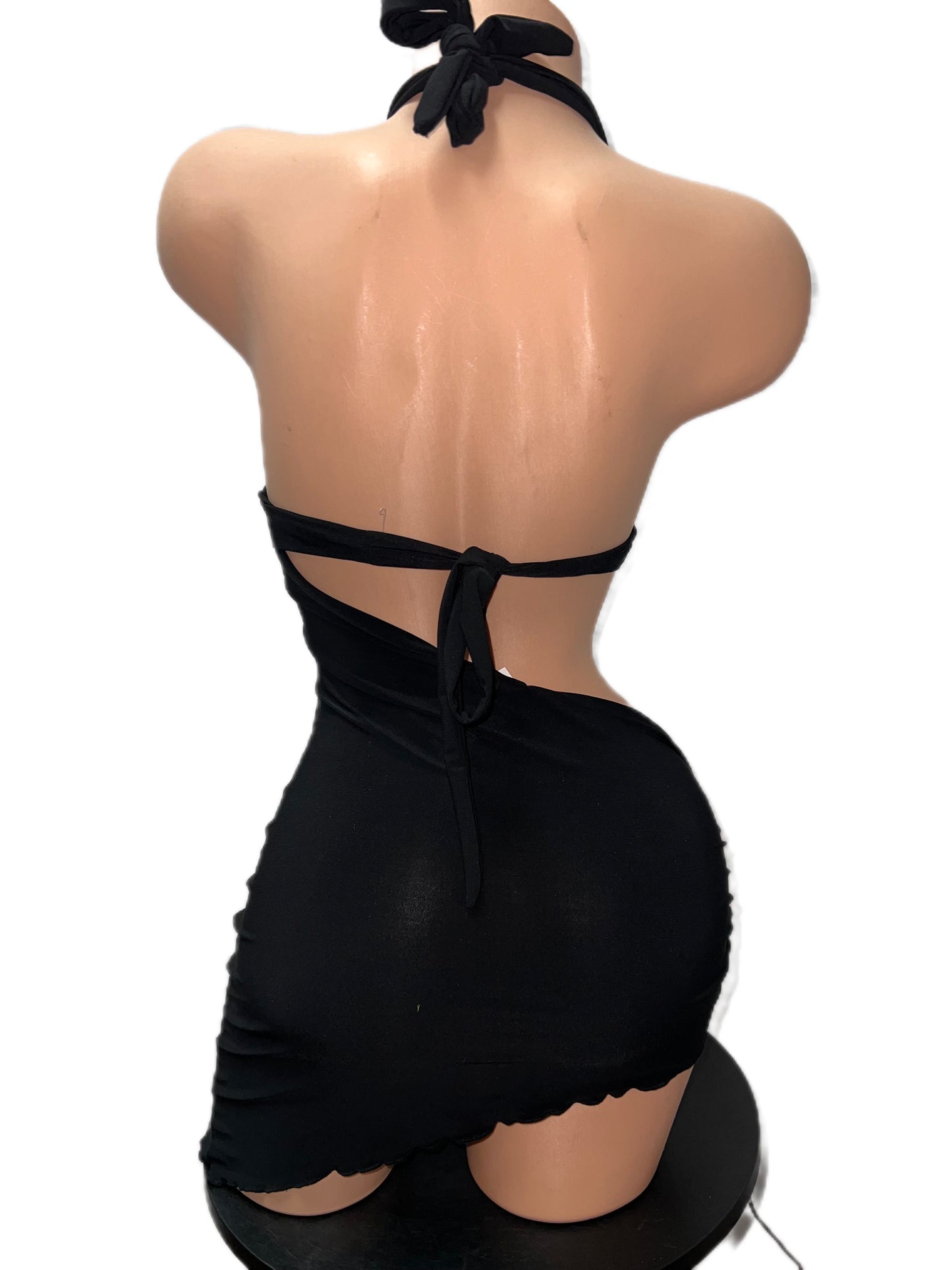 BLACK DRESS WITH SILVER DETAIL