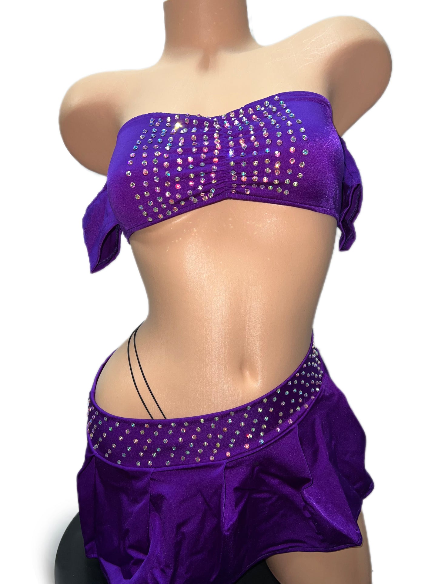 PURPLE THREE PIECE SKIRT SET