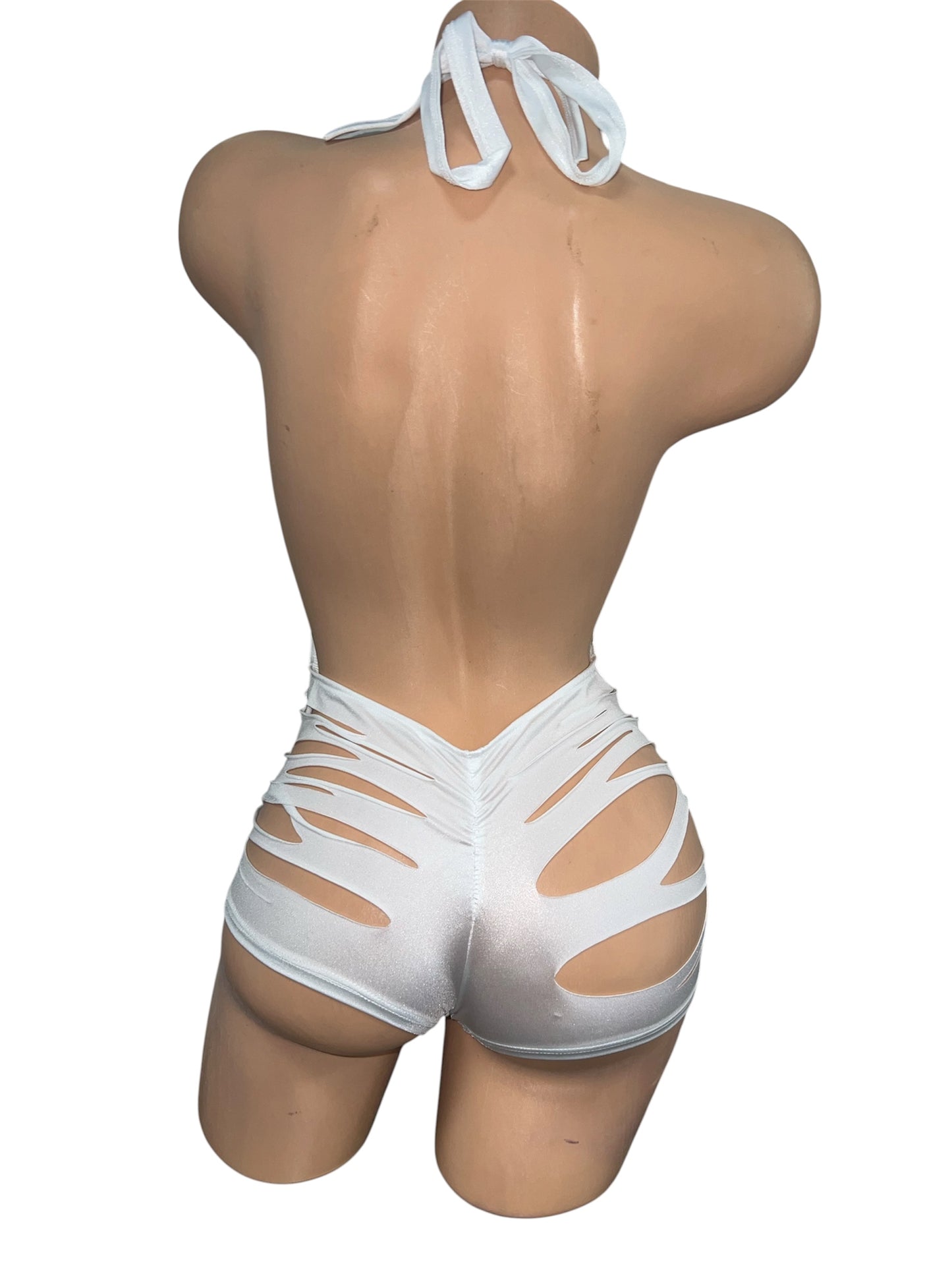 WHITE BODYSUIT WITH CHAINS