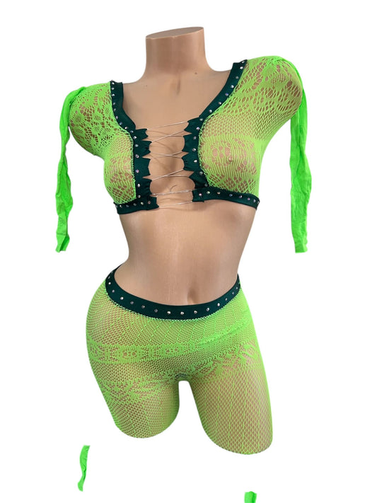 GREEN NET TWO PIECE