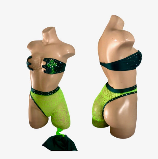 TWO PIECE GREEN WITH ONE NET LEG