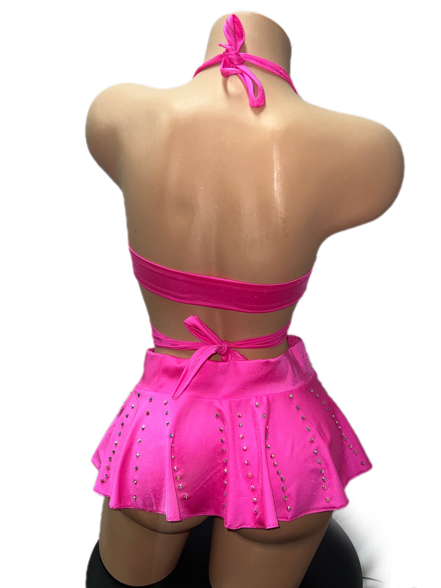 PINK WRAP AROUND TOP SKIRT SET