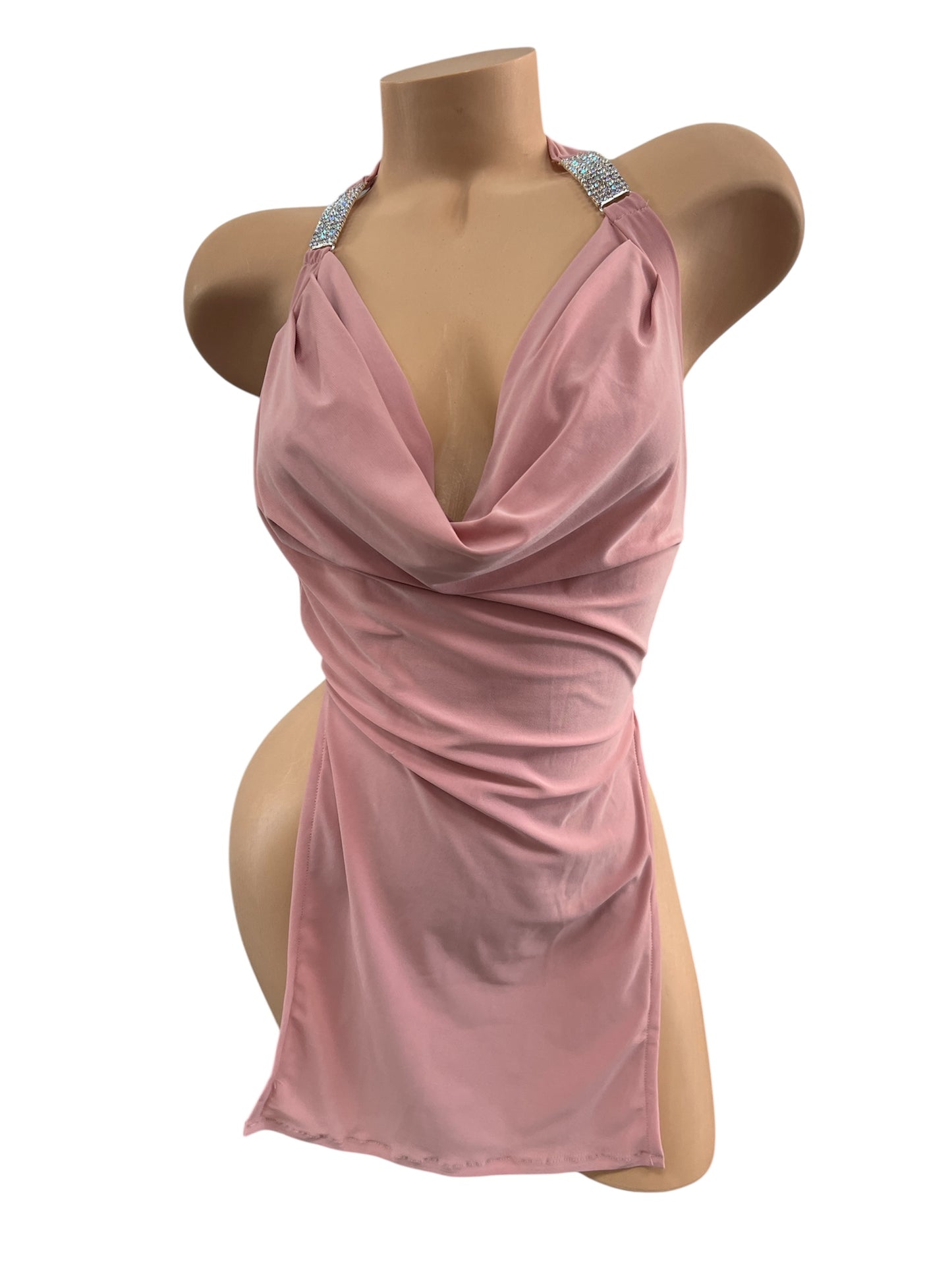 BABY PINK DRAPED DRESS