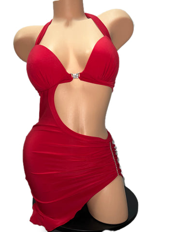 RED CUT-OUT DRESS