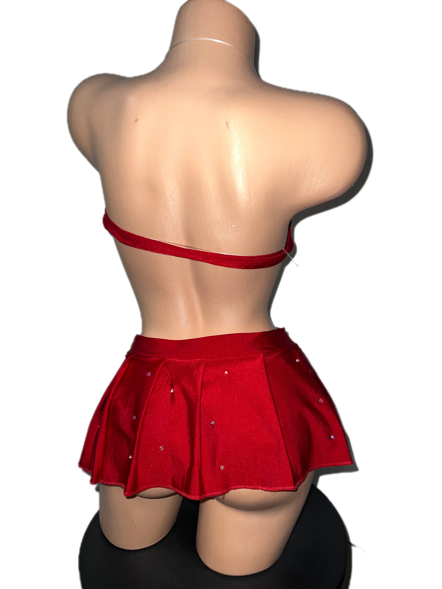 RED TWO PIECE SKIRT SET