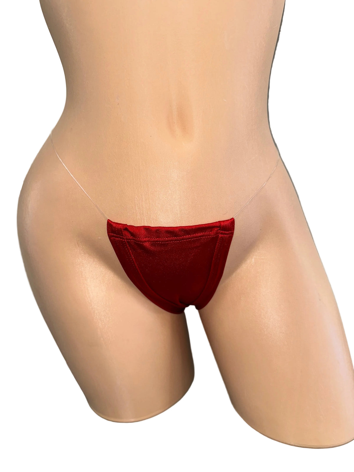 Red Plain Clear String Thong