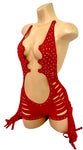 RED OUTFIT WITH FRINGE