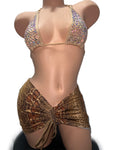 SNAKE SKIN SKIRT SET WITH RHINESTONE TOP