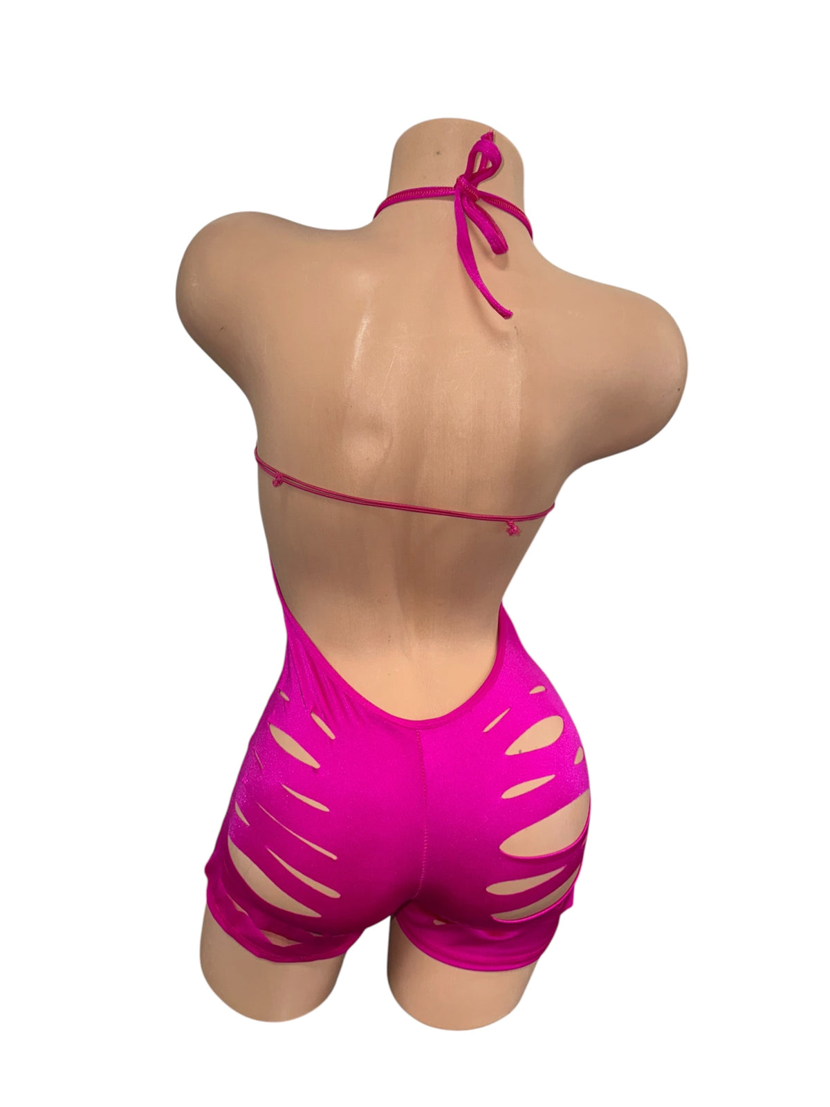 Pink Slitted Shorts One Piece
