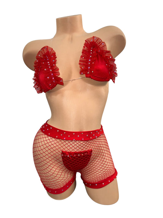 RED RUFFLE NET SET