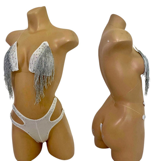 WHITE AND SILVER TWO PIECE