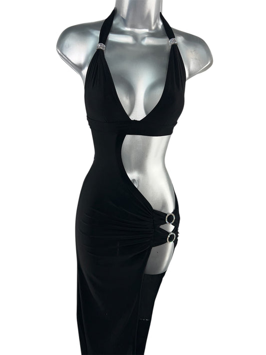 BLACK GOWN WITH CUT-OUT