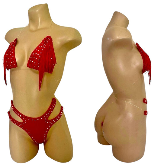 RED FRINGE TWO PIECE