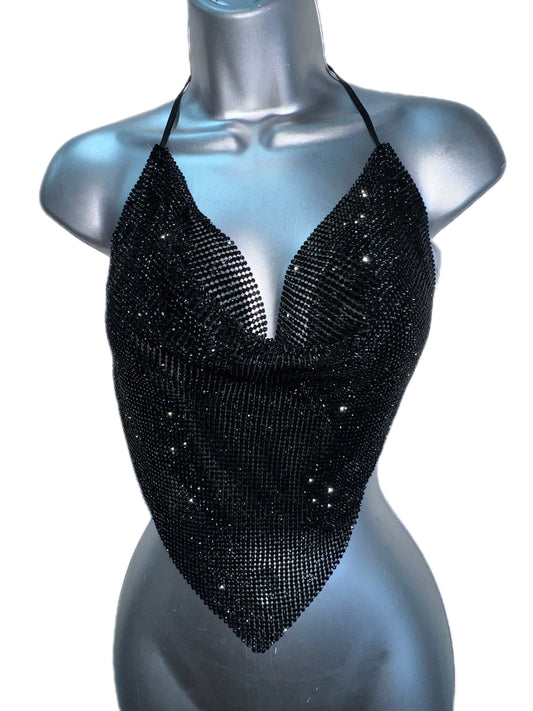 RHINESTONE DRAPE TOP