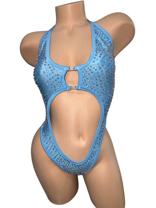 BABY BLUE RHINESTONE BODYSUIT