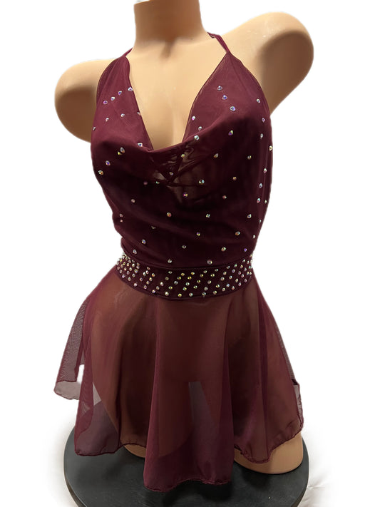 BURGUNDY MESH DRESS