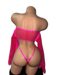 PINK FISHNET SET WITH BOOT COVERS