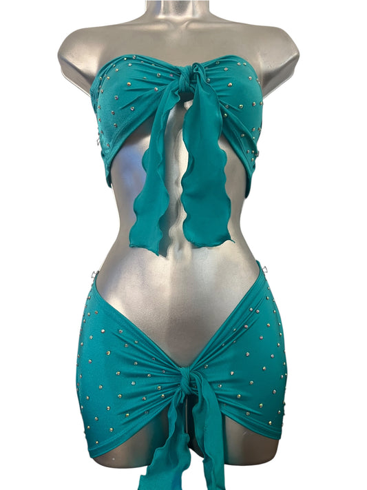TEAL TWO PIECE SKIRT SET