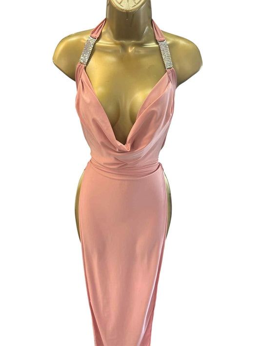 BABY PINK GOWN WITH SLITS