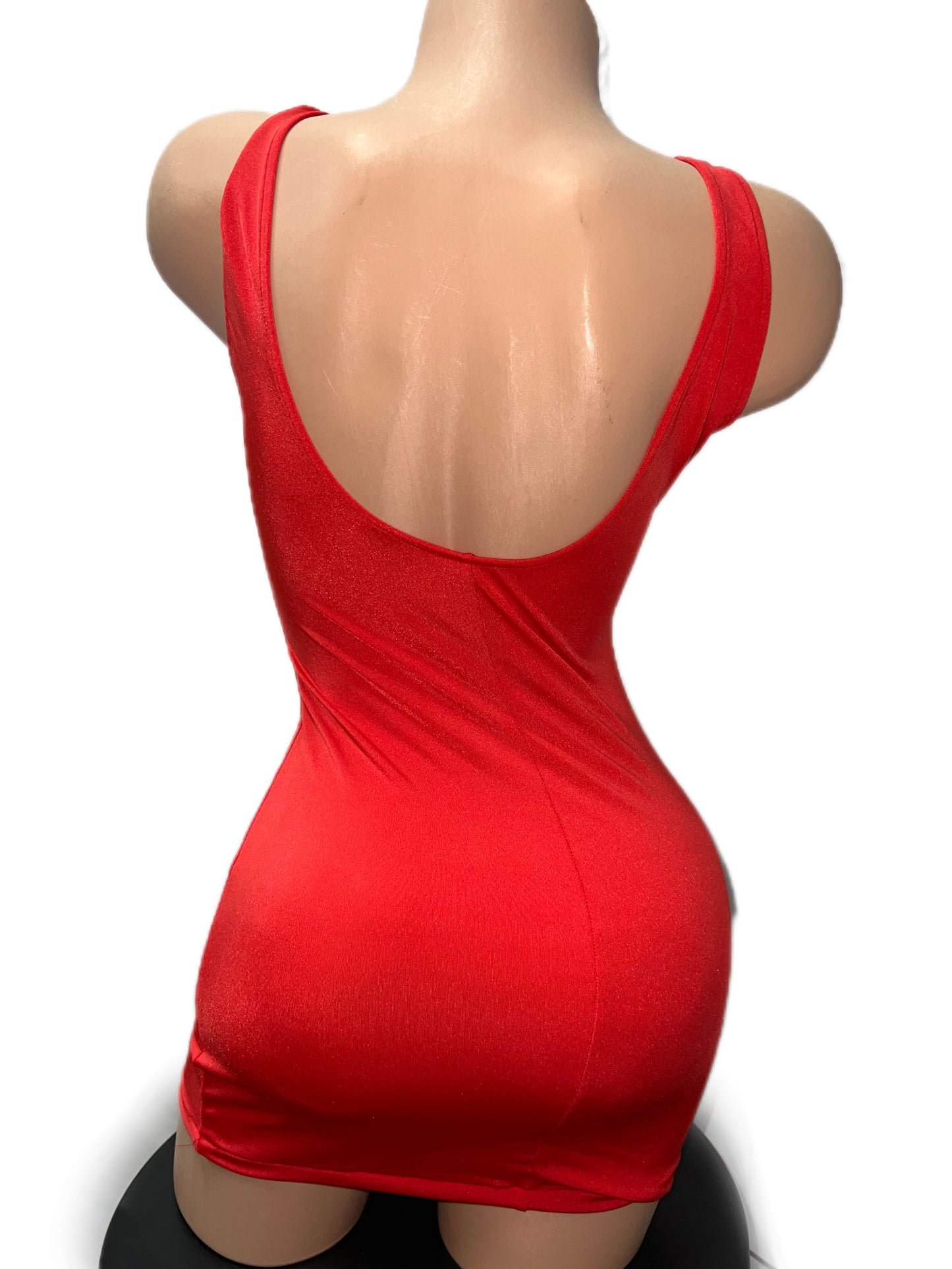 RED DRESS WITH RHINESTONE CHARM