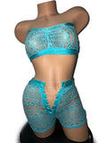 BLUE LACE SHORTS SET