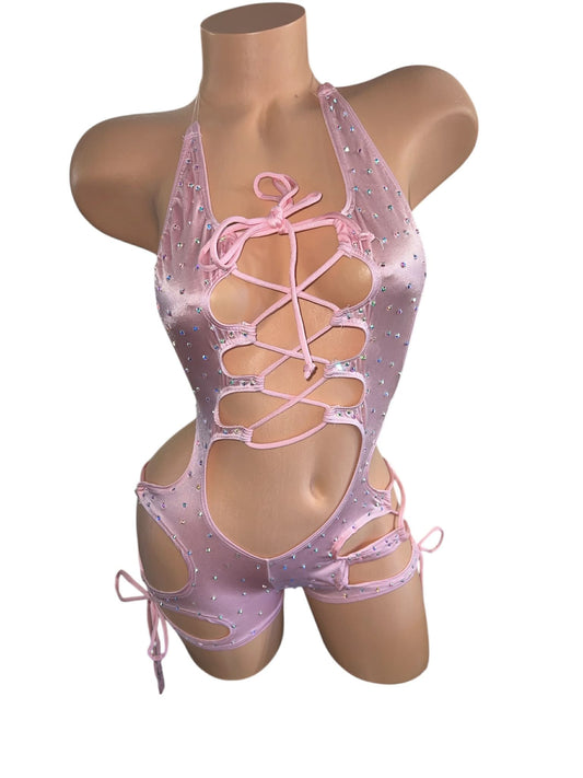 BABY PINK ONE PIECE SHORTS