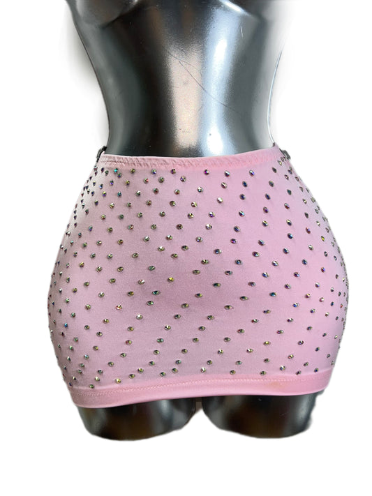 BABY PINK RHINESTONE SKIRT
