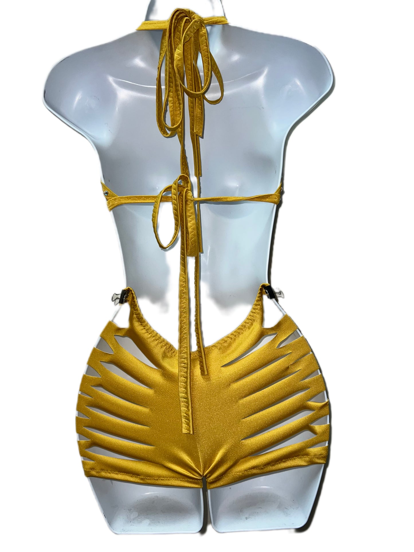 YELLOW AND BLACK SHORTS SET