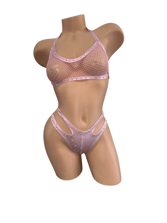 BABY PINK NET TWO PIECE