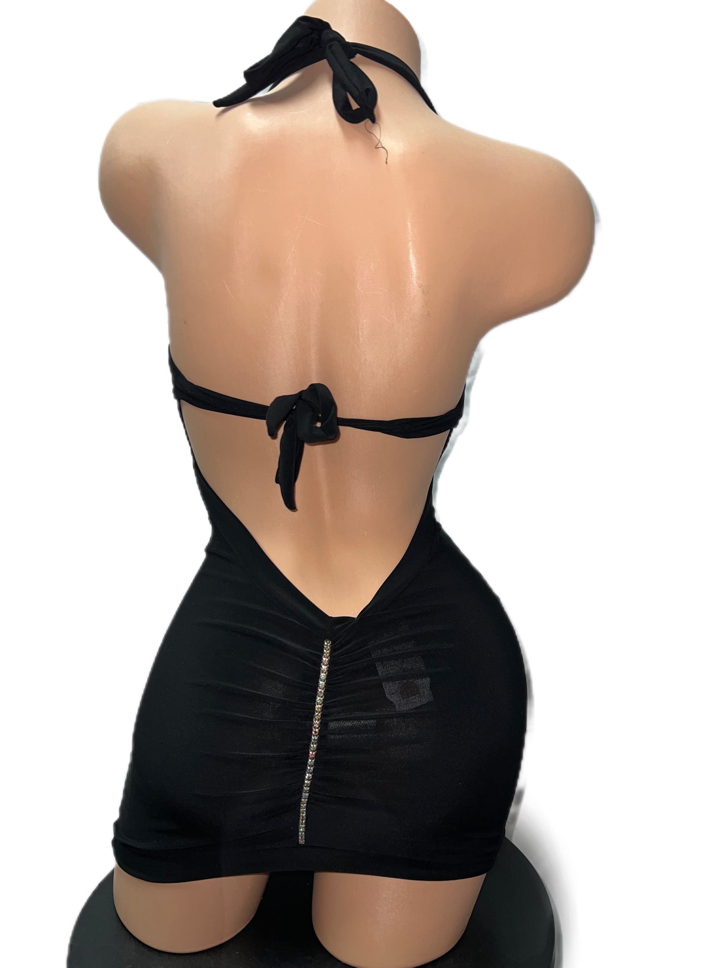 BLACK DRESS WITH RHINESTONE DETAIL