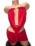 RED DRAPE DRESS