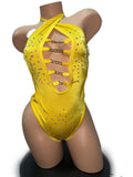 YELLOW BODYSUIT WITH CHAINS