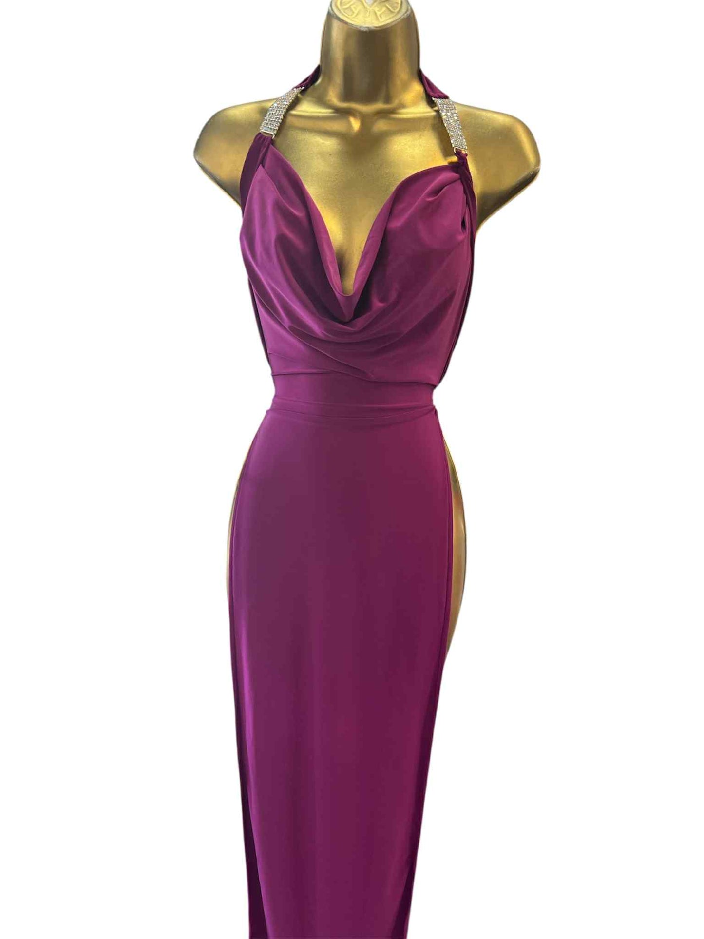 PURPLE GOWN WITH SLITS