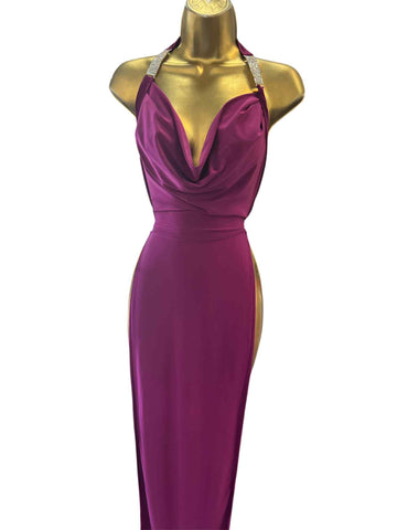 PURPLE GOWN WITH SLITS
