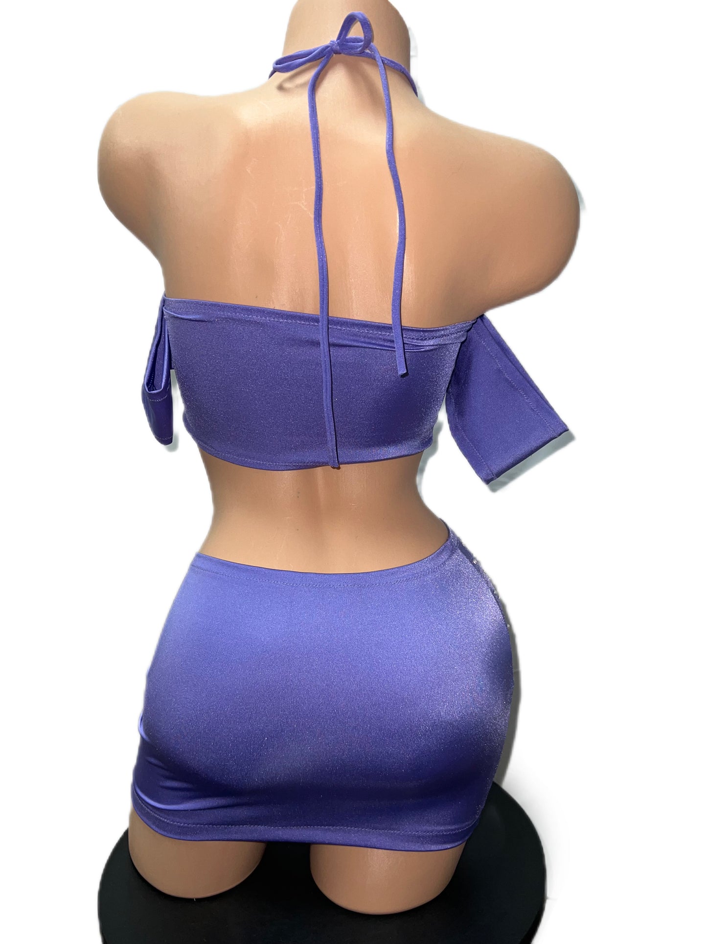 PURPLE CINCHED SKIRT SET