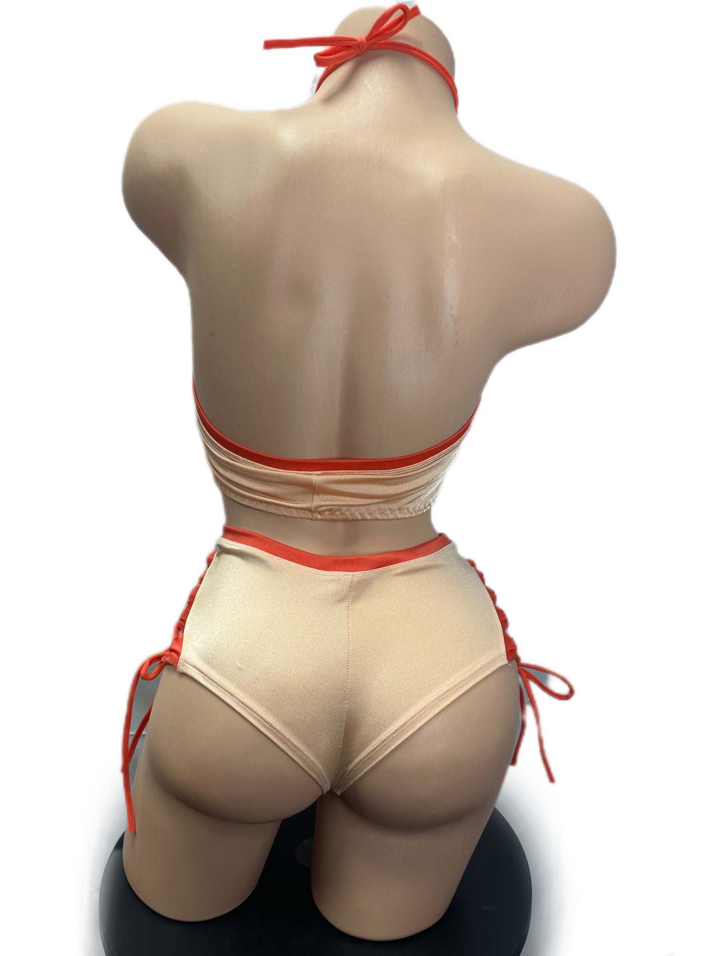 ORANGE AND NUDE SHORTS SET