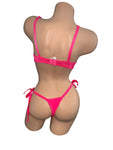 PINK TWO PIECE RHINESTONE BRA SET