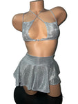 SILVER SPARKLE SKIRT SET
