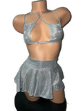 SILVER SPARKLE SKIRT SET