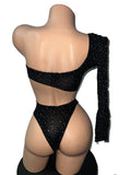 BLACK RHINESTONE BODYSUIT