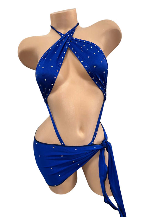 ROYAL BLUE TWO PIECE SKIRT SET