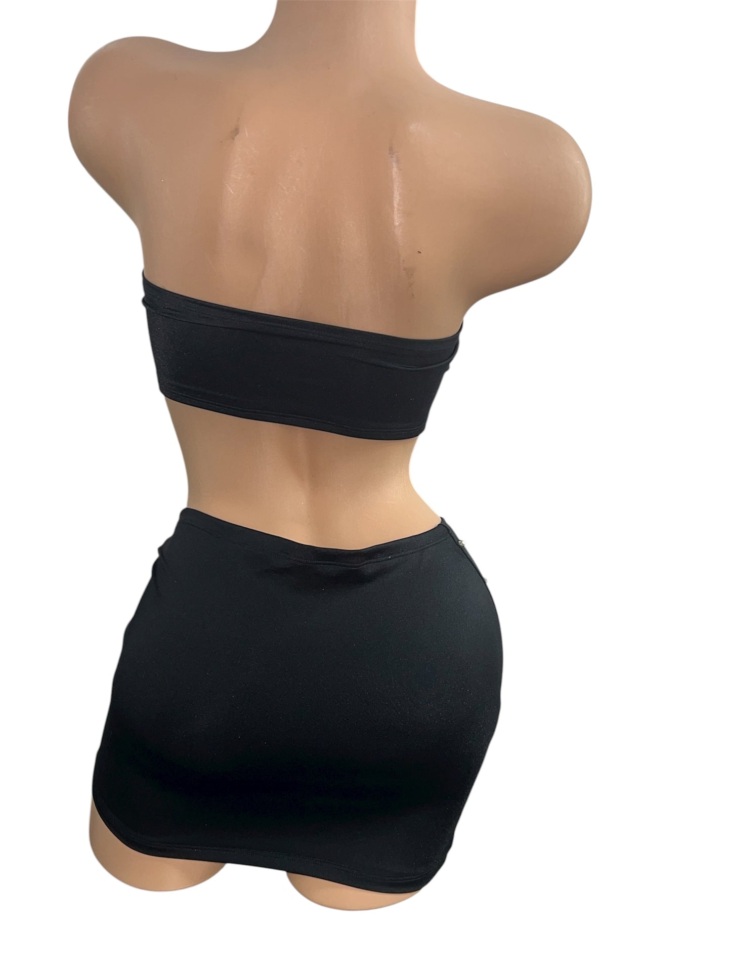 BLACK SKIRT SET WITH GOLD RHINESTONES