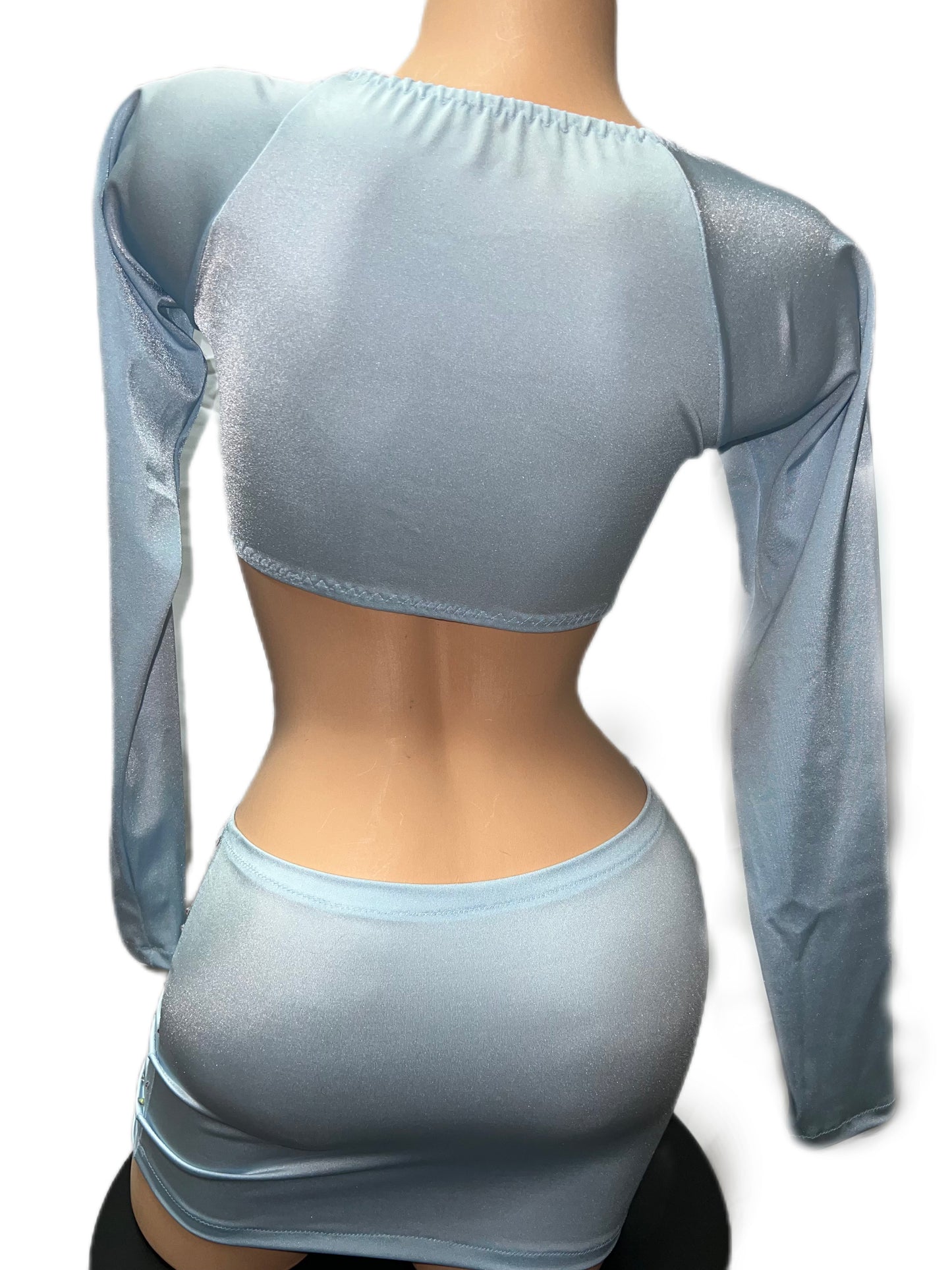 SKY BLUE LONG SLEEVE SKIRT SET