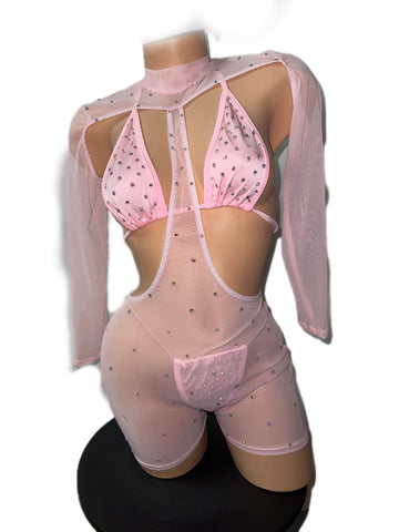 BABY PINK BODYSUIT THREE PIECE