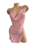 Baby pink drape dress
