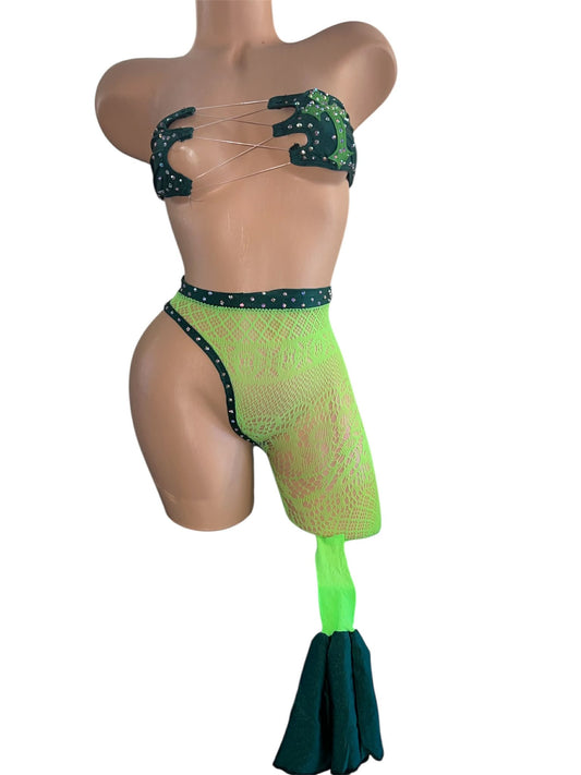 GREEN TWO PIECR ONE-LEGGED NET