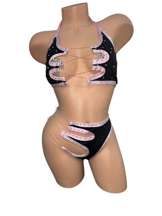 PINK AND BLACK TWO PIECE